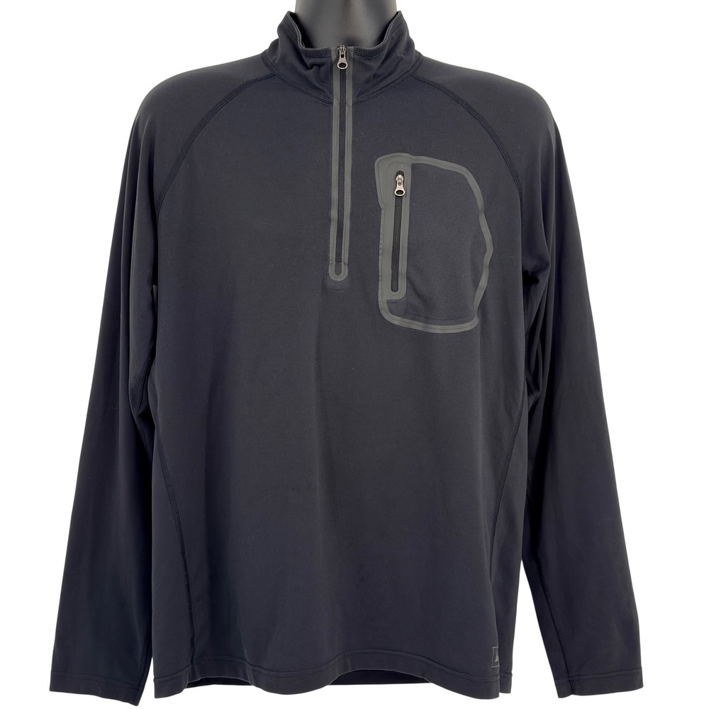 REI Men's Performance Pullover Half Zip Black Large Base Layer Running Hiking